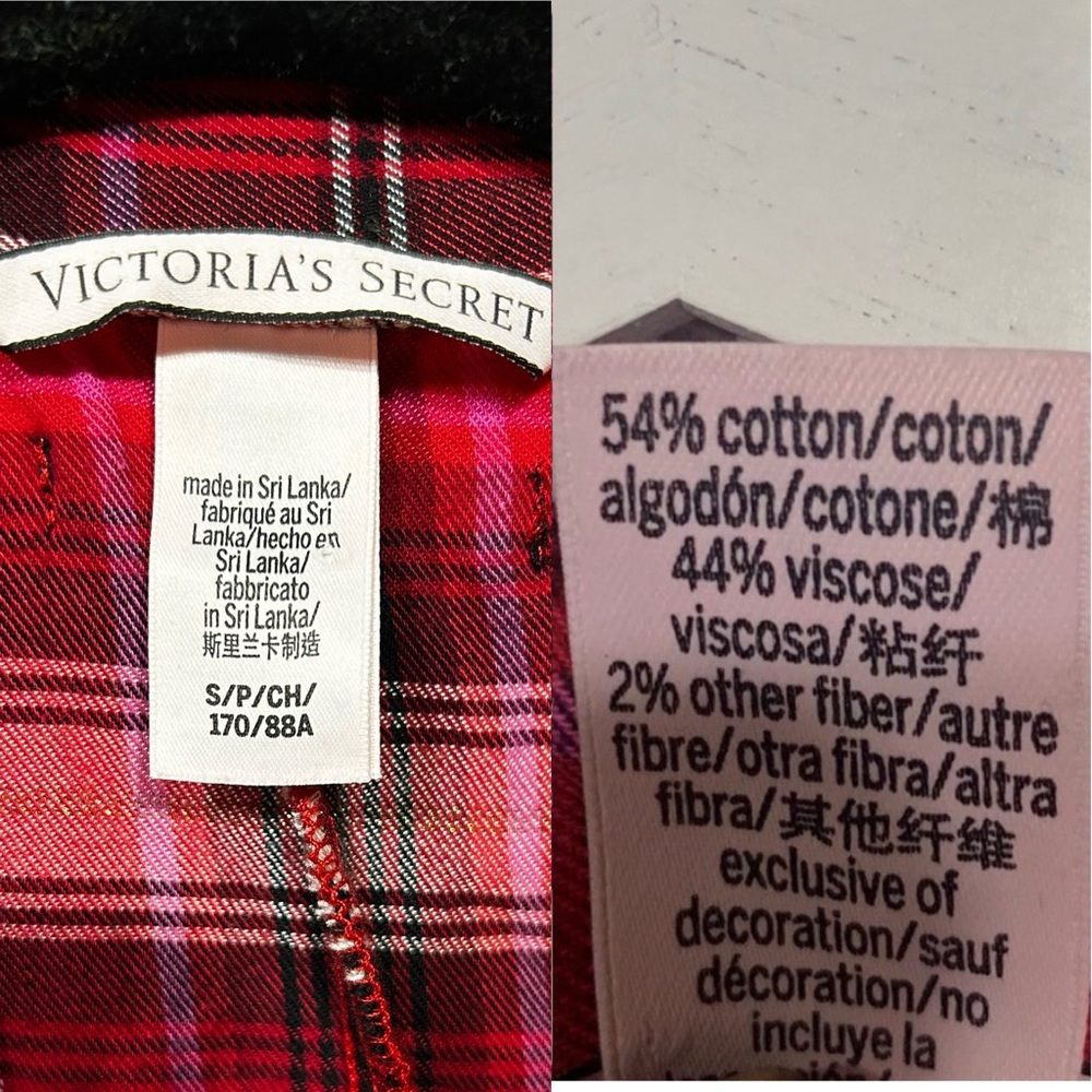 Victoria’s Secret Red Plaid Flannel Sleep Romper Silver Threads Sz Small NEW - Picture 6 of 12